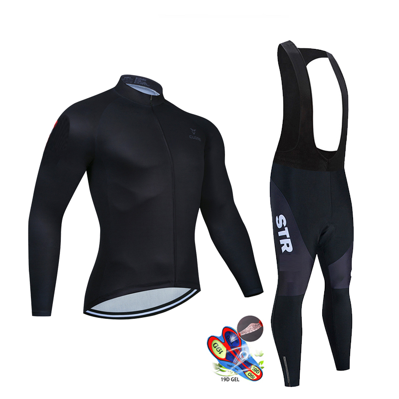 Cycling Gear Sale - Herbst Schwarz Radfahren Jersey Set Langarm