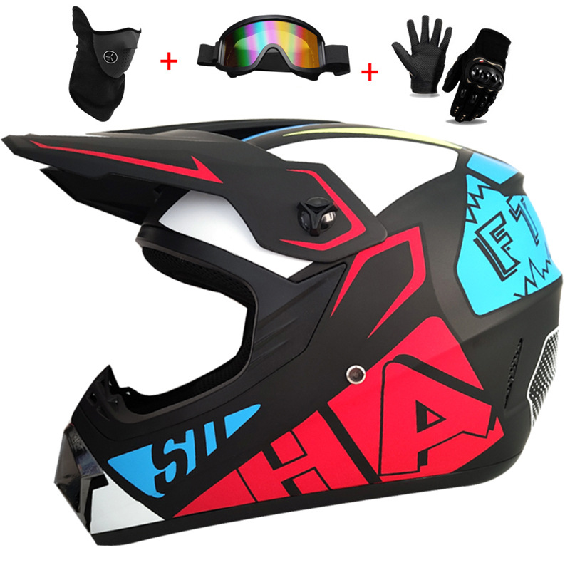 Cycling Protective Gear For Kids - 3-teiliger Kinder-Offroad-Vollhelm, Motocross-Helm, für Karting, Strandbuggy,
