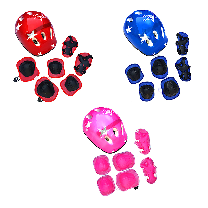 Cycling Protective Gear For Kids - Neu-7-teiliges Kinder-Fahrrad-Schutzset Fahrradhelm Knie-Handgelenk-Ellbogenschutz Roller-Fahrrad-Sport-Knieschoner, Helmschutz-Set