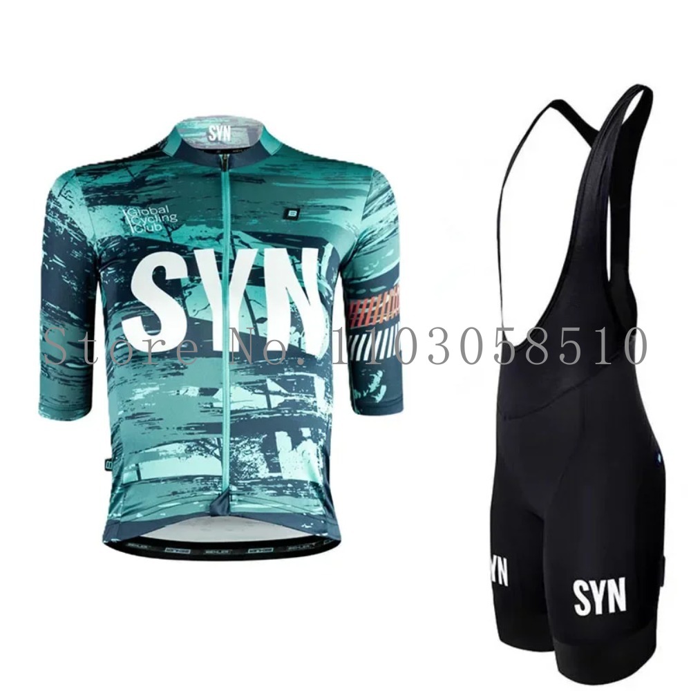 Cycling Gear Sale - SYN Jersey Herren-Trägerhose mit Schwammpolsterung, Radsport-Anzug-Set,