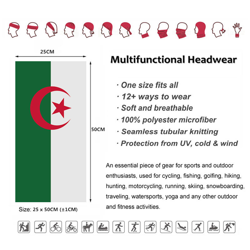 Algerien-Flagge, bedruckt, Ban – Cycling Headwear Bewertung und Preis